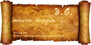 Wehofer Orsolya névjegykártya